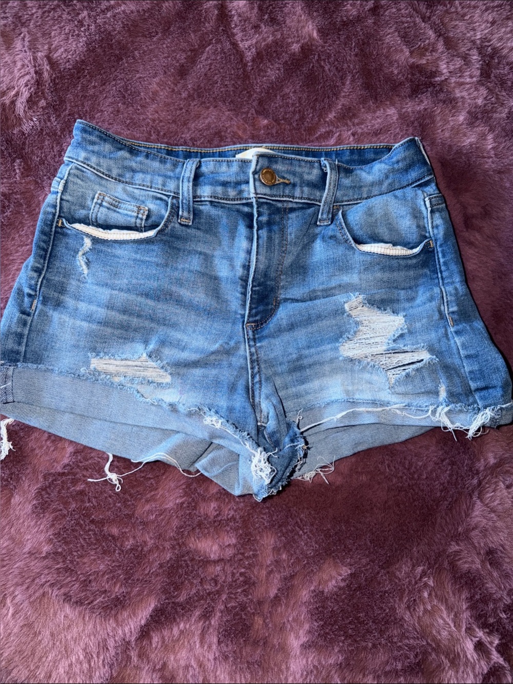 Distressed Blue Denim Women’s Shorts